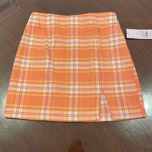 BRAND NEW pink and orange plaid skirt